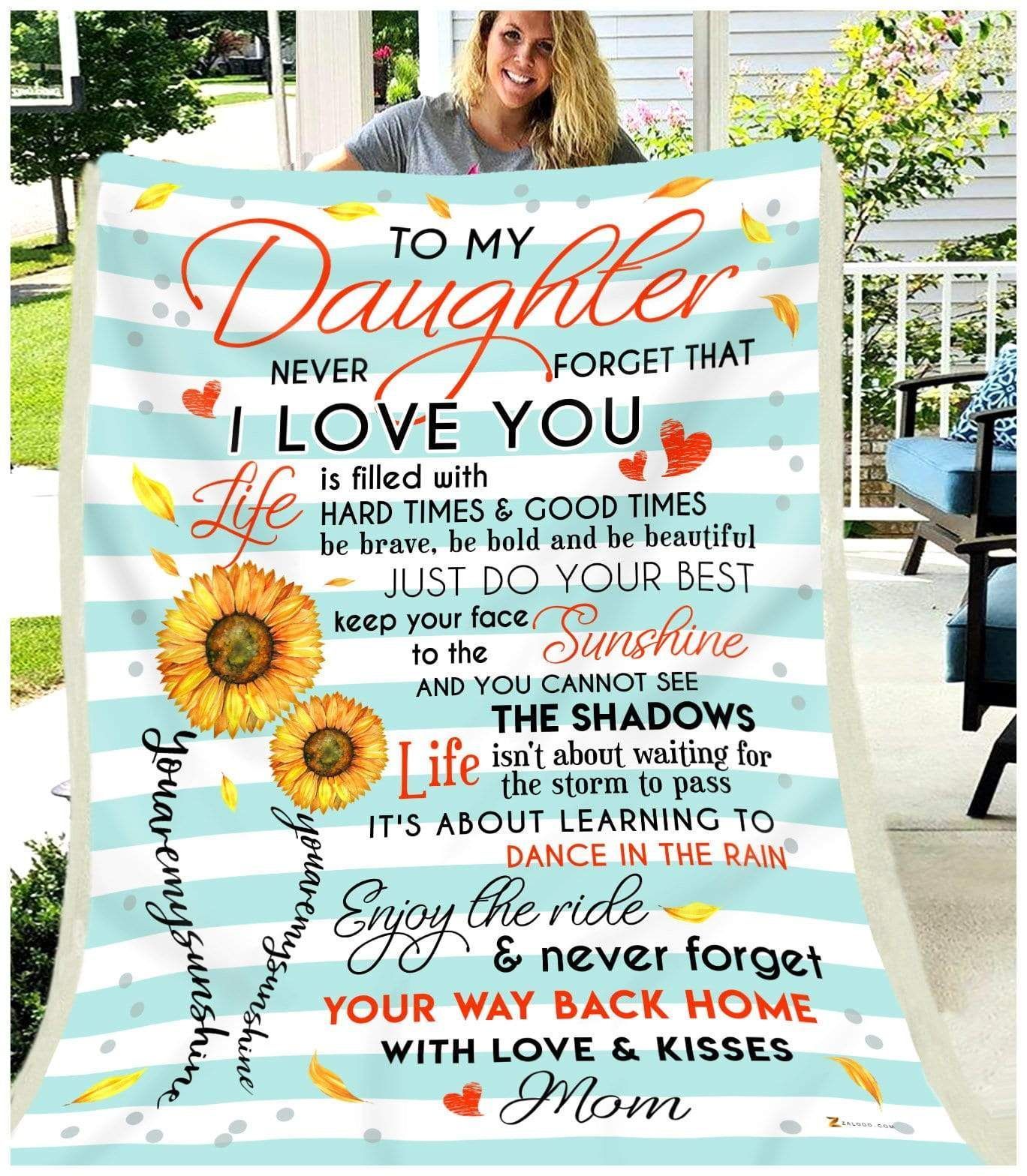 Sunflower Daughter Mom Remember To Be Awesome Sherpa Fleece Blanket