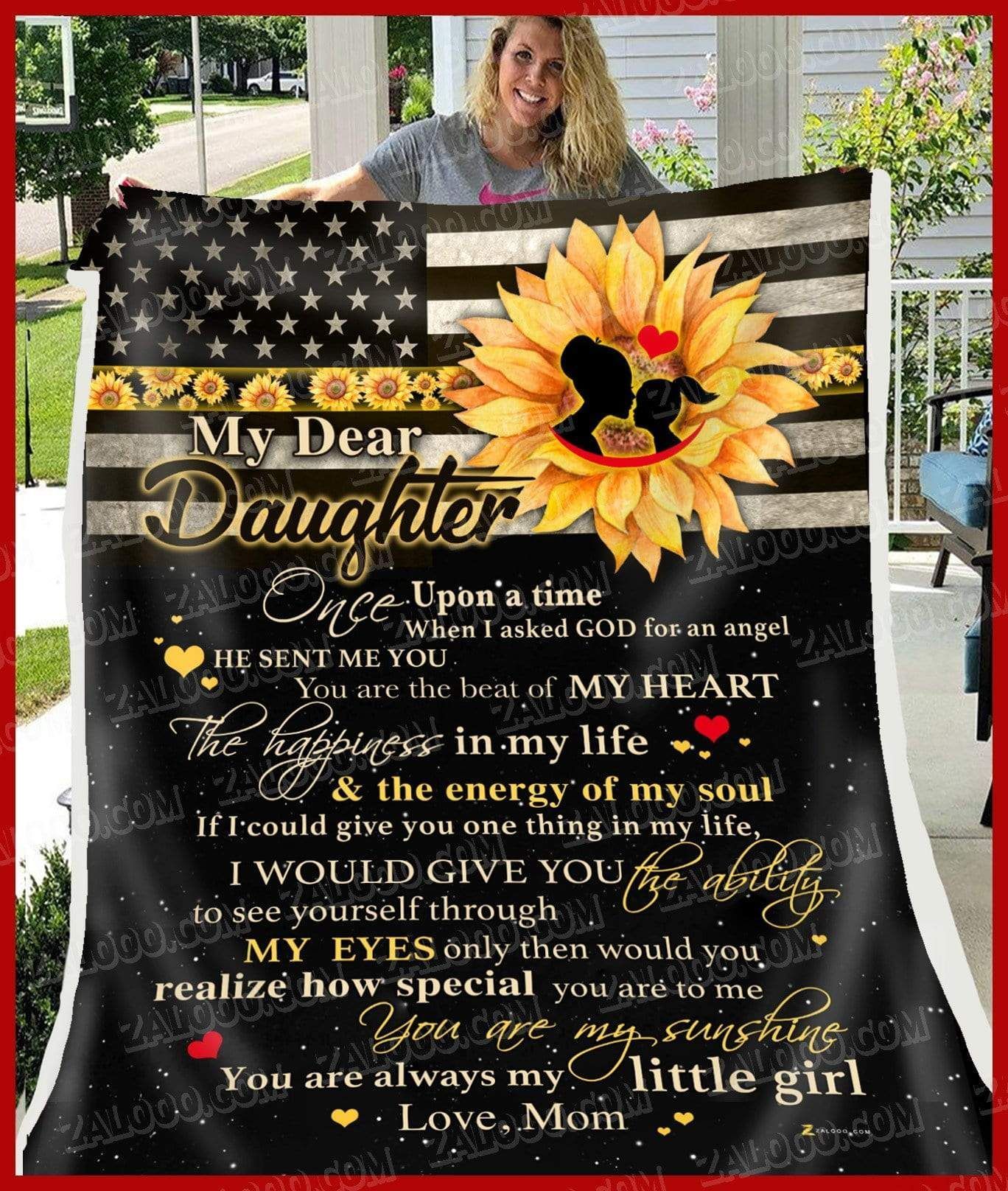 Sunflower Daughter Mom When I Asked God For An Angel Sherpa Fleece Blanket
