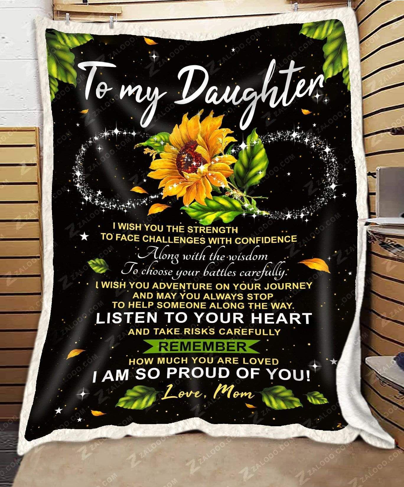 Sunflower Daughter The Best Thing Love Mom Sherpa Fleece Blanket