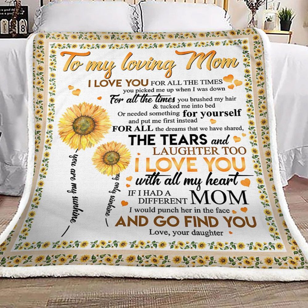 Sunflower Daughter To Mom Sherpa Fleece Blanket