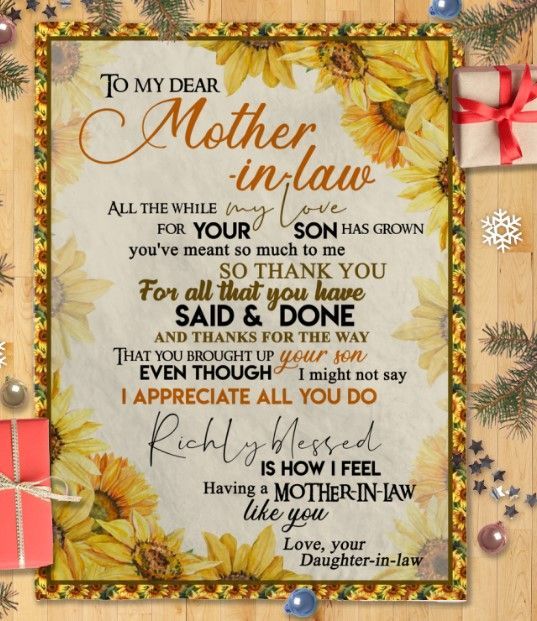 Sunflower Daughter To Mother In Law Sherpa Fleece Blanket