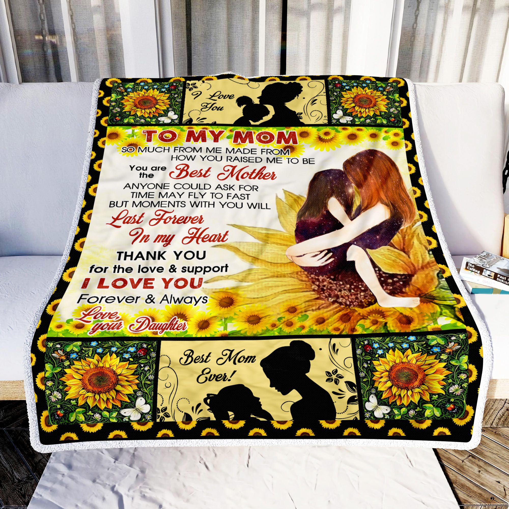 Sunflower Daughter To My Mom I Love You Fleece Blanket