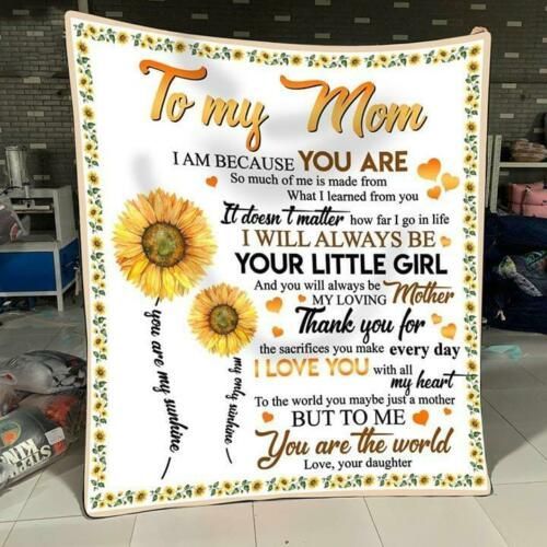 Sunflower Daughter To My Mom You Are My Sunshine Sherpa Fleece Blanket