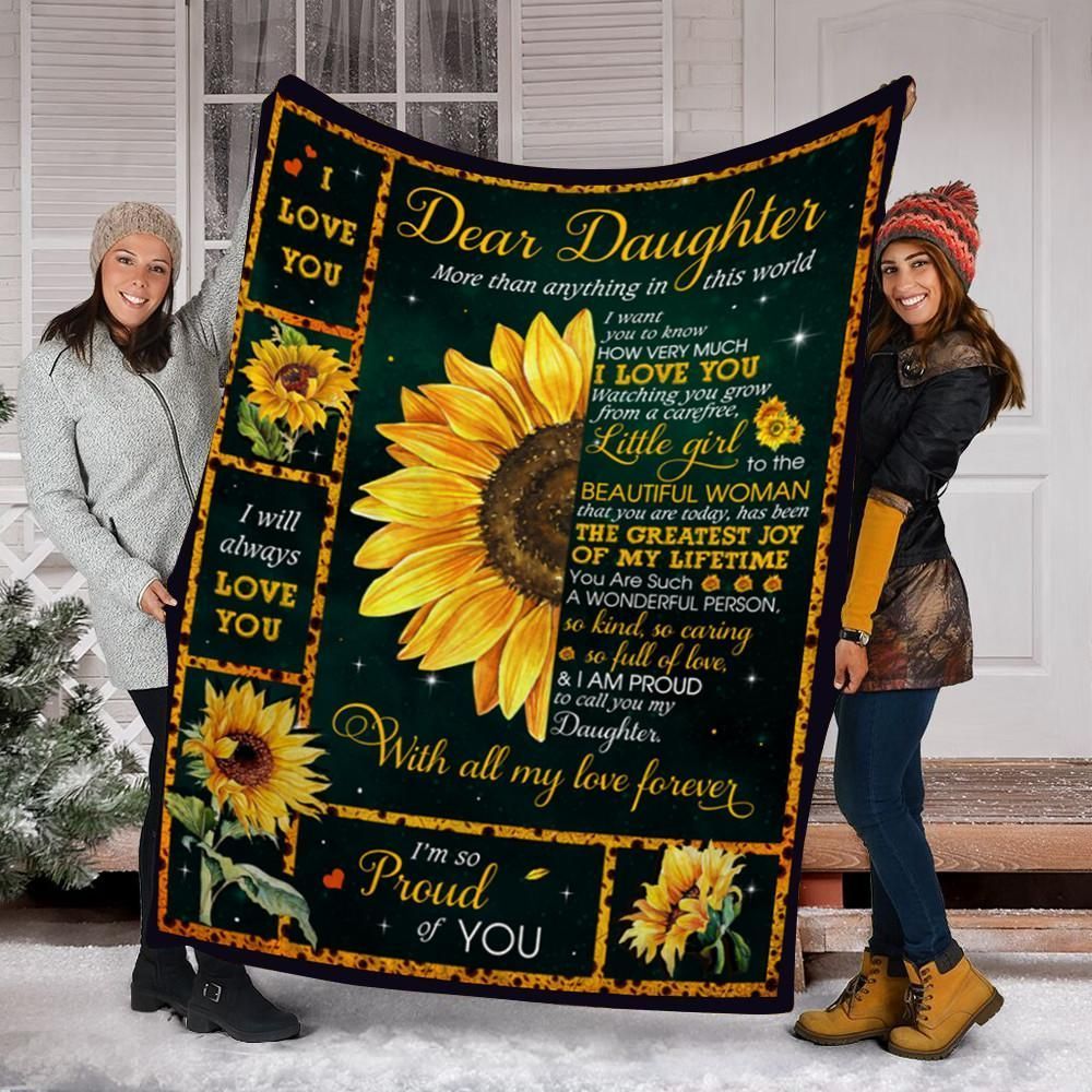 Sunflower Dear Daughter Sherpa Fleece Blanket