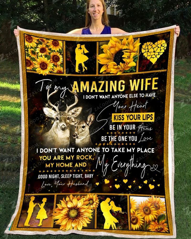 Sunflower Deer To My Wife I Don T Want Sherpa Fleece Blanket