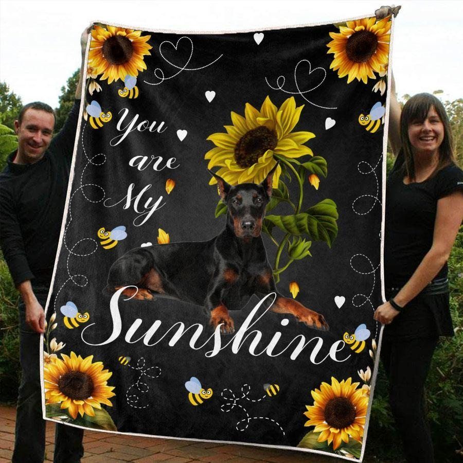 Sunflower Dobermann Sherpa Fleece Blanket