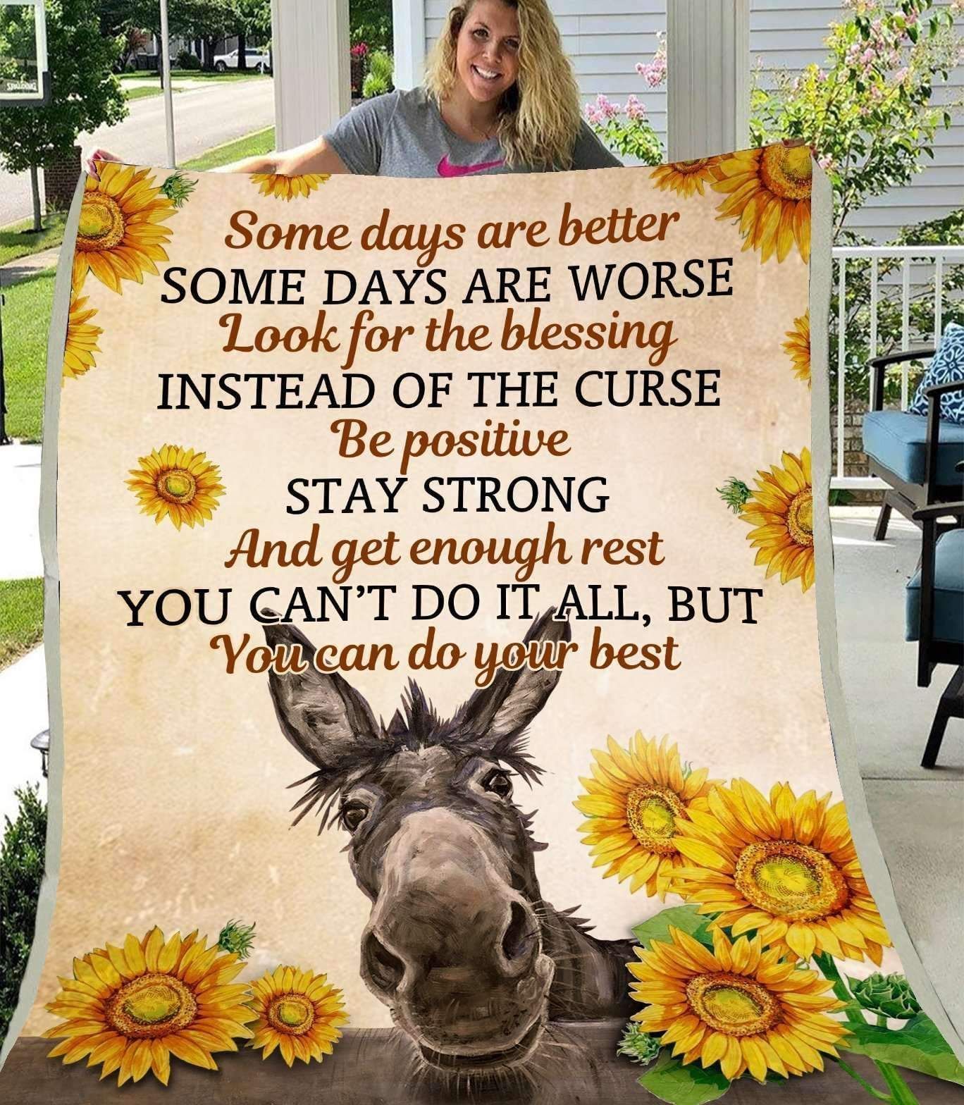 Sunflower Donkey Some Days Sherpa Fleece Blanket