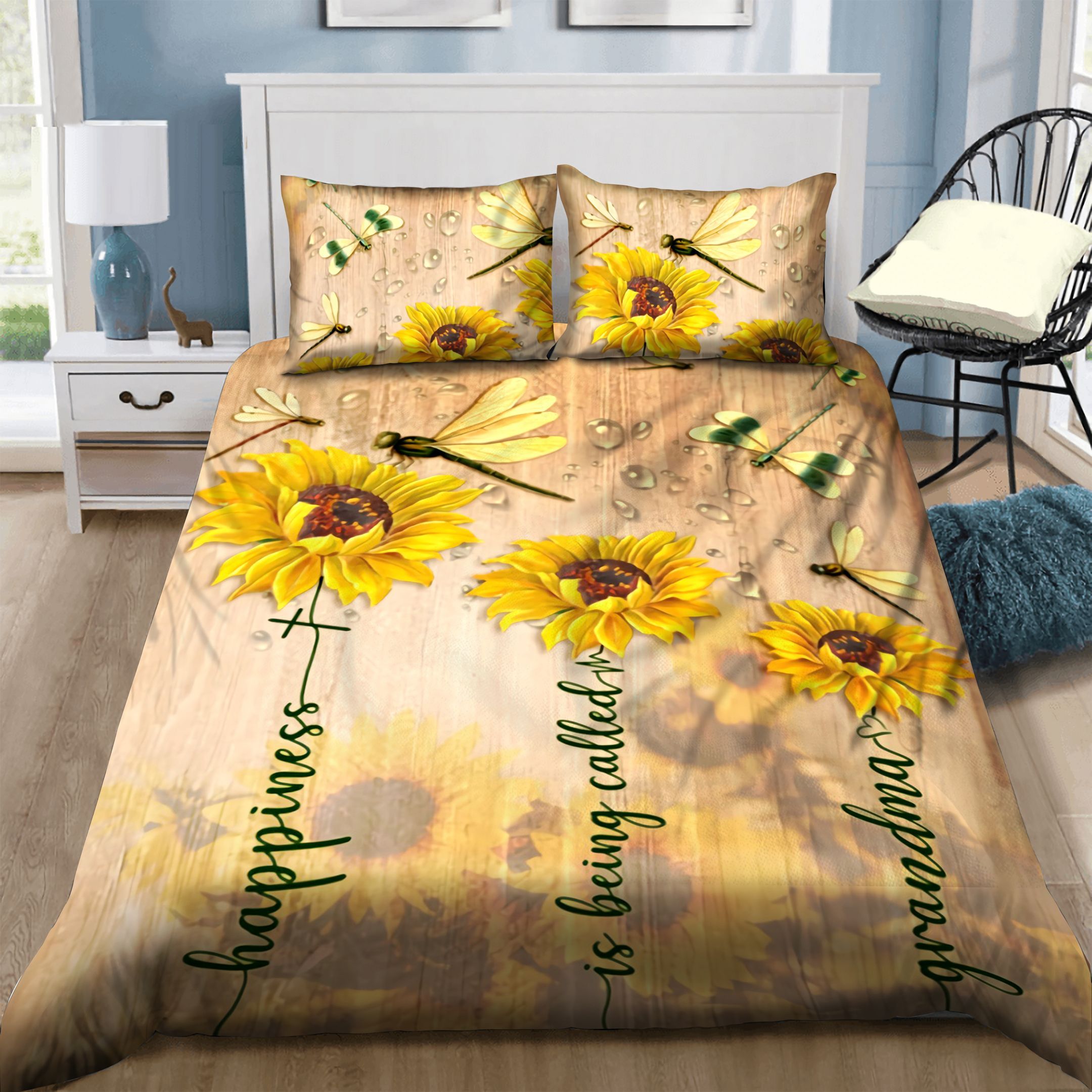 Sunflower Dragonfly Bedding Set