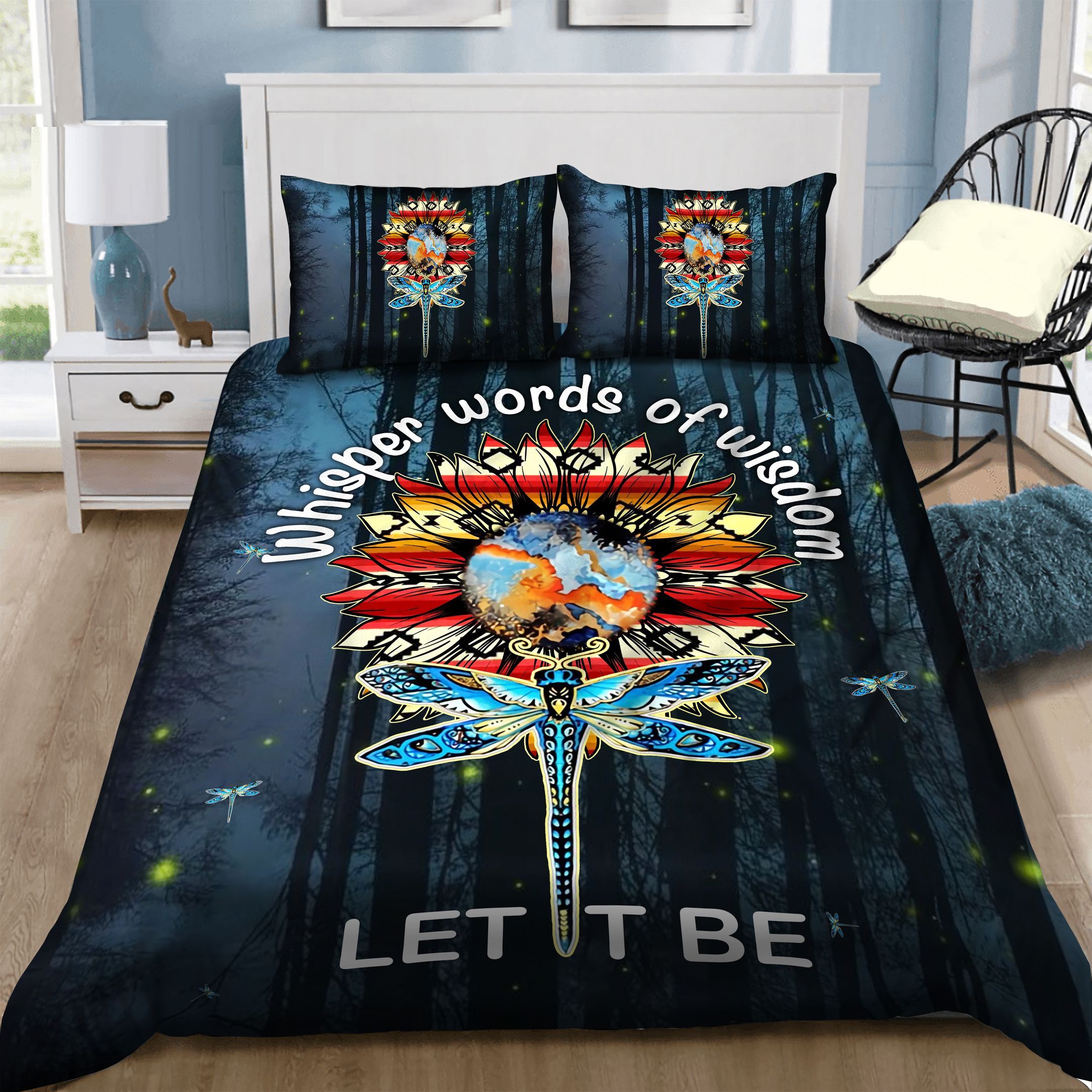 Sunflower Dragonfly Bedding Set