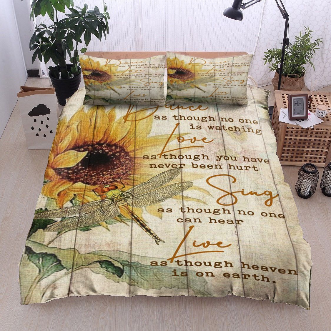 Sunflower Dragonfly Bedding Set