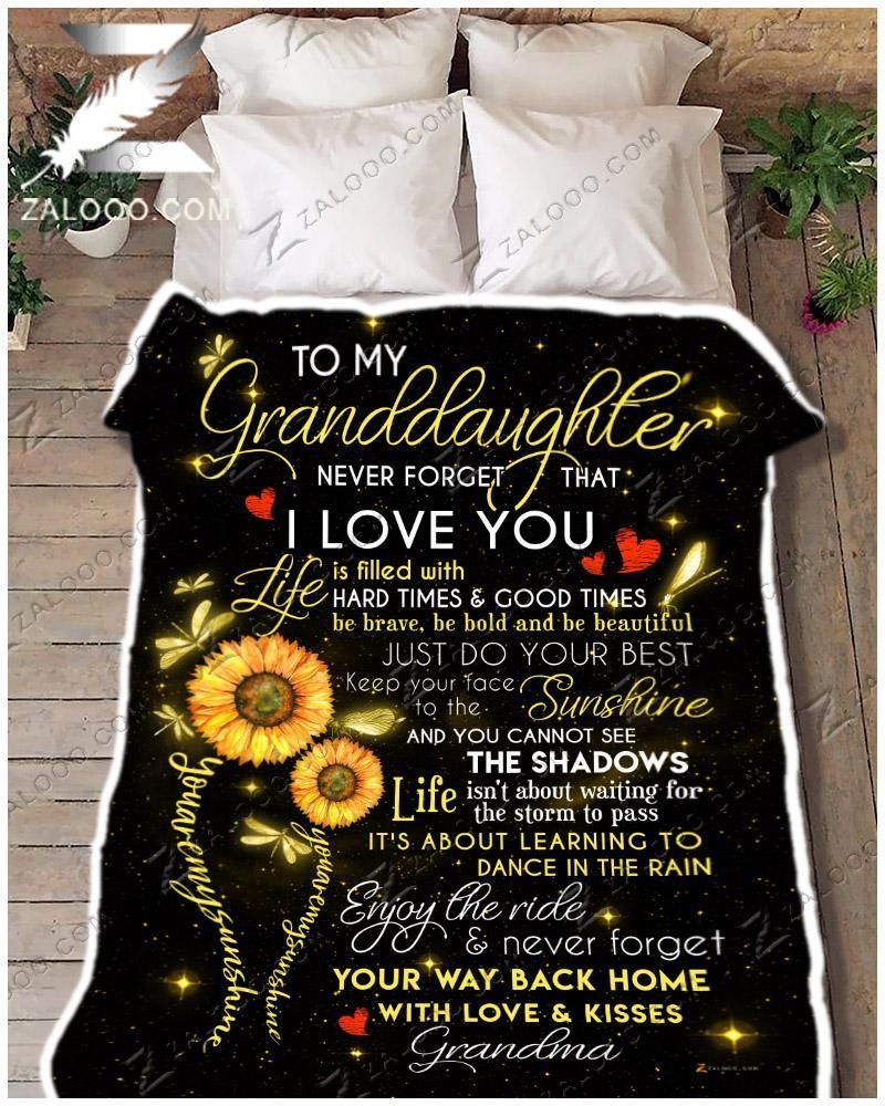 Sunflower Dragonfly Granddaughter Grandma You Are My Sunshine Sherpa Fleece Blanket