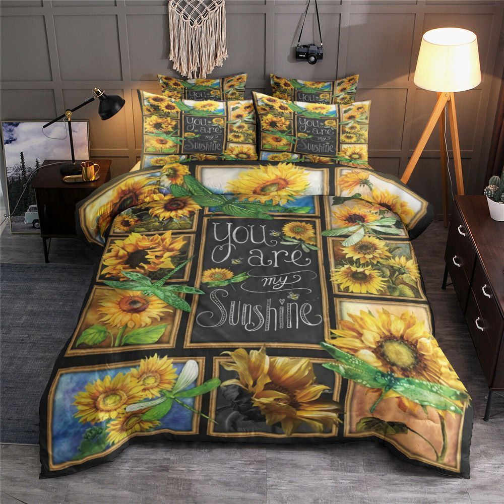 Sunflower Dragonfly You Are My Sunshine Bedding Set