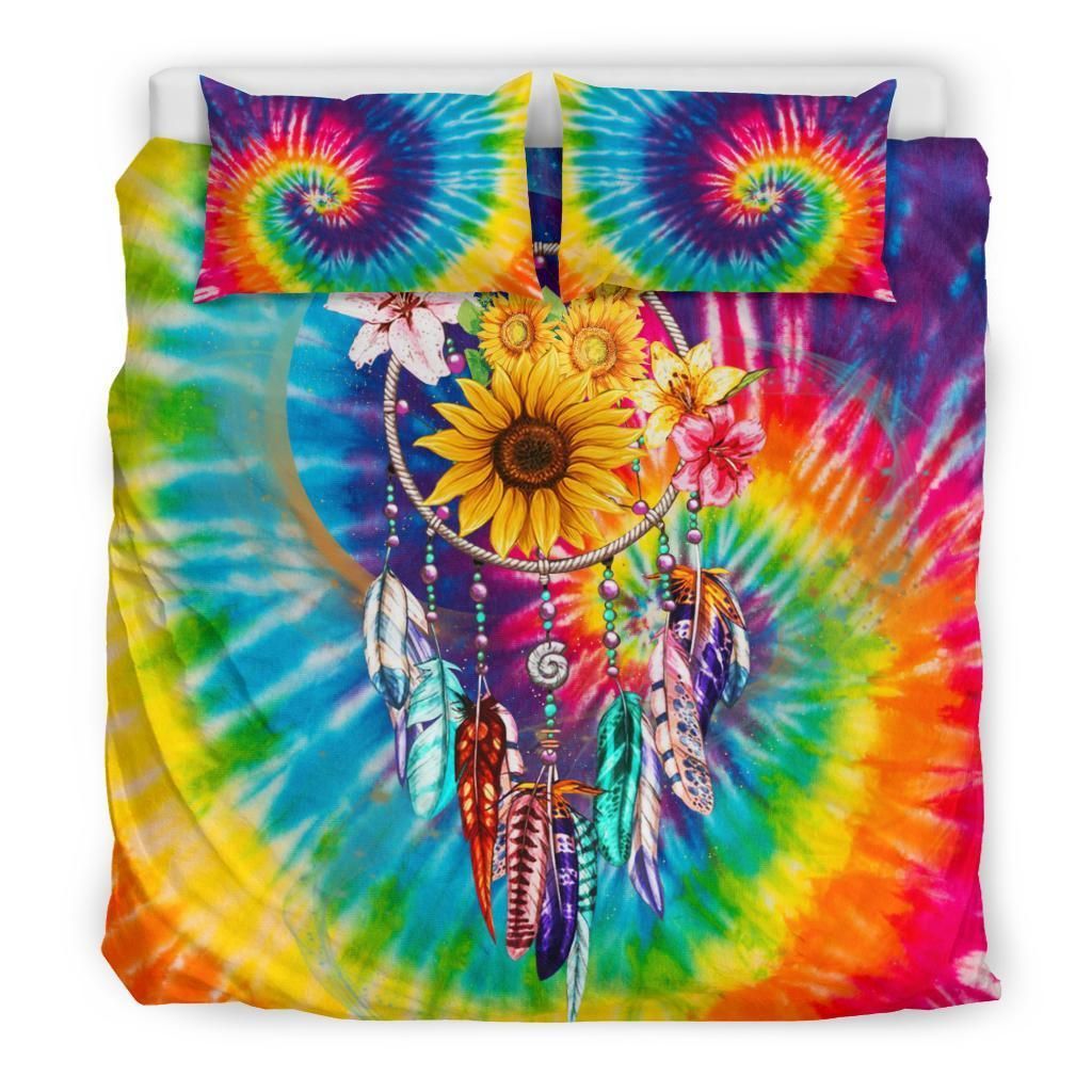 Sunflower Dreamcatcher Tie Dye Bedding Set