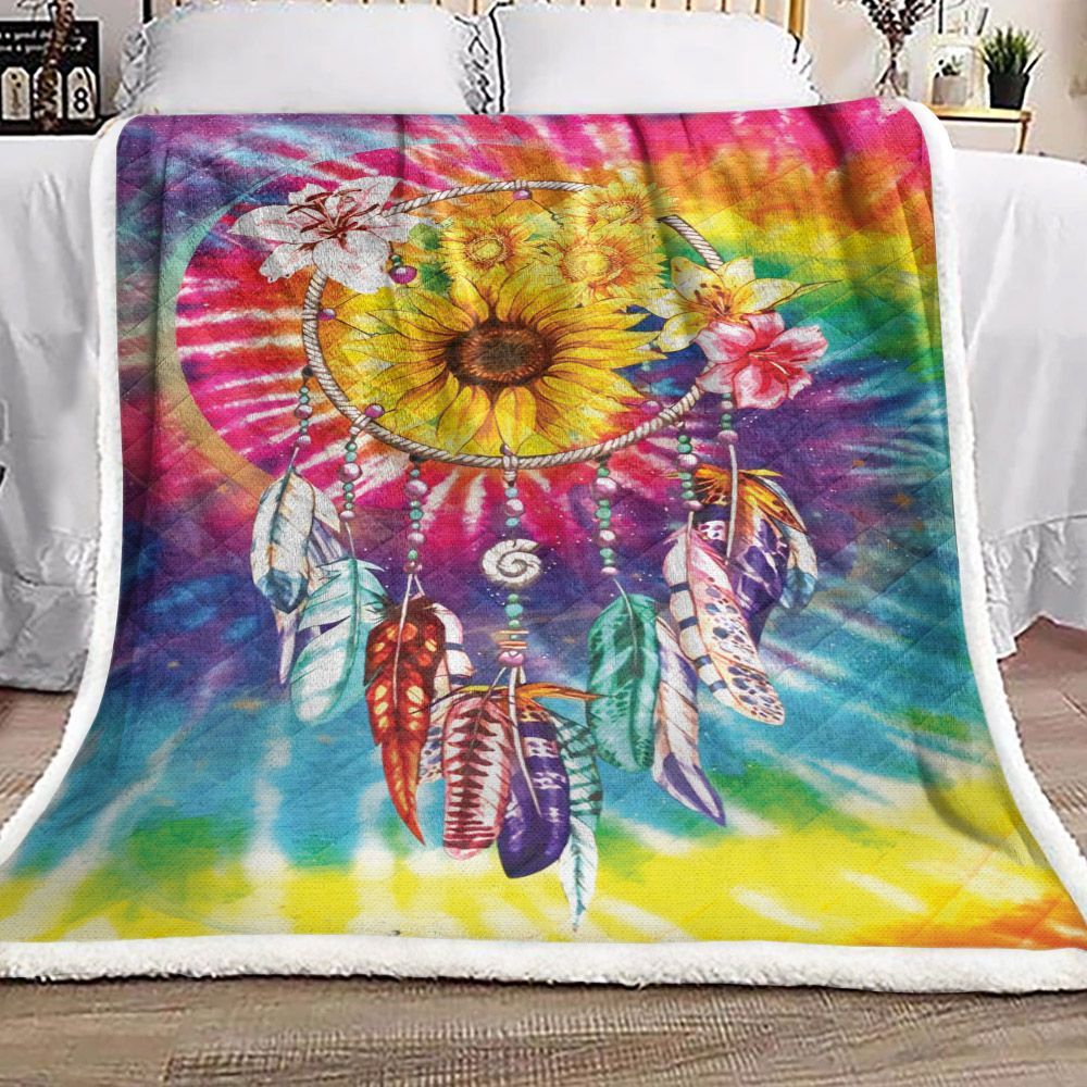 Sunflower Dreamcatcher Sherpa Fleece Blanket