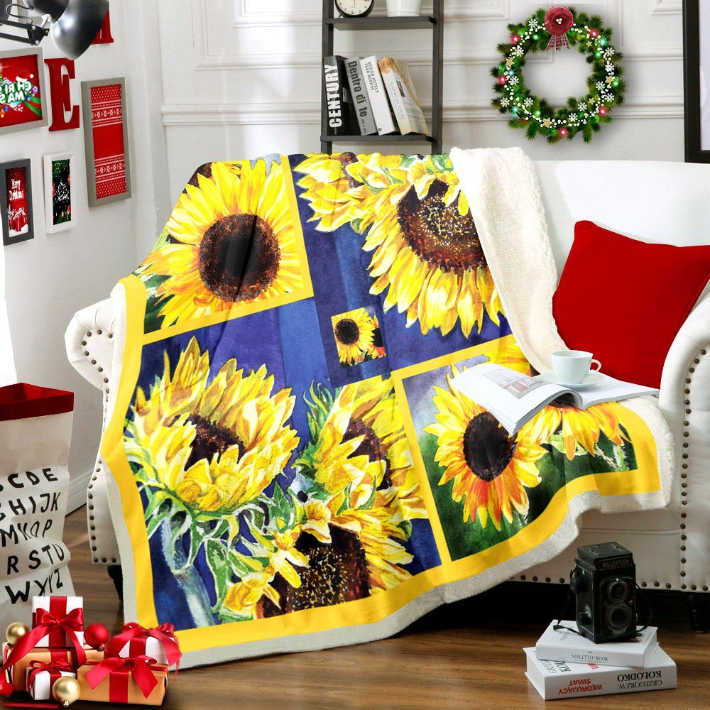 Sunflower Sherpa Fleece Blanket