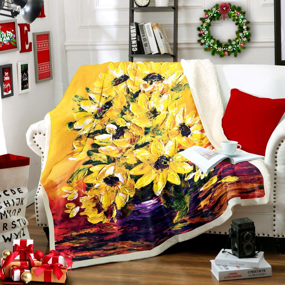 Sunflower Sherpa Fleece Blanket