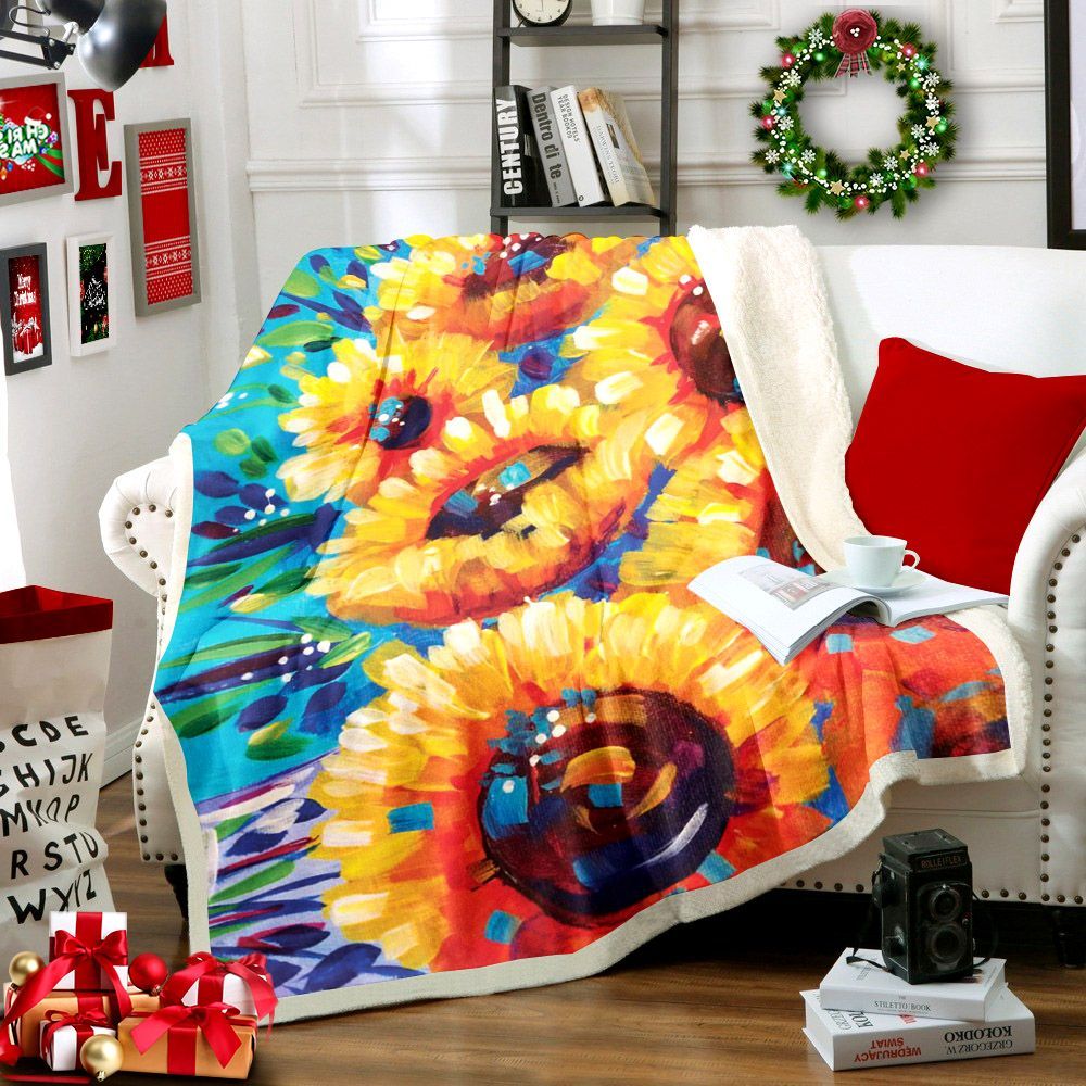 Sunflower Sherpa Fleece Blanket