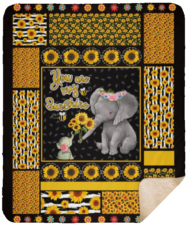 Sunflower Elephant Mom Sherpa Fleece Blanket