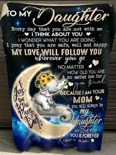 Sunflower Elephant Mom To My Daughter I Love You To Moon And Back Sherpa Fleece Blanket