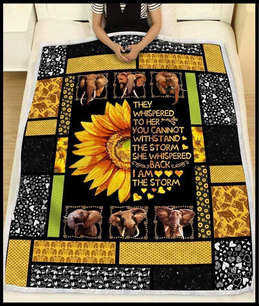 Sunflower Elephant They Whisper Sherpa Fleece Blanket