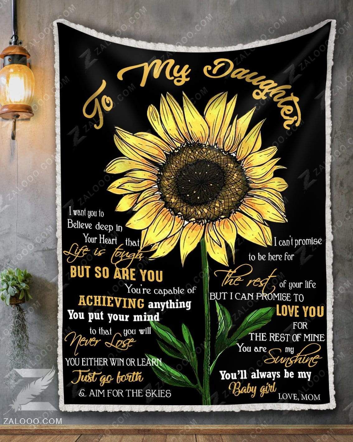 Sunflower Family Daughter Life Is Tough But So Are You Love Mom Sherpa Fleece Blanket