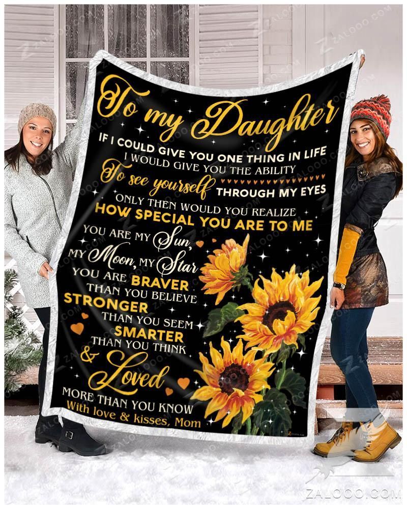 Sunflower Family Daughter You Are My Sun My Moon My Star Love Mom Sherpa Fleece Blanket