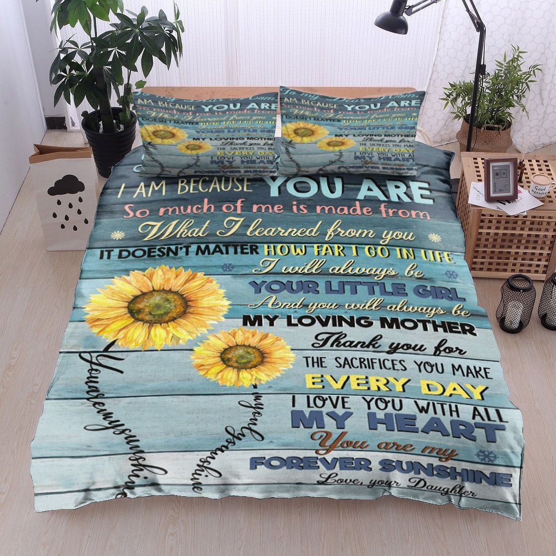 Sunflower Family To My Dear Mom From Daughter Bedding Set