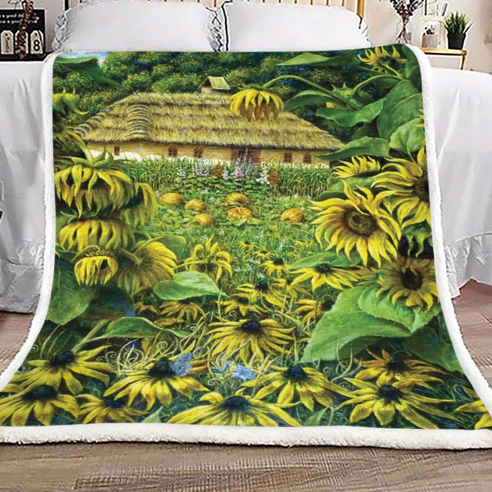 Sunflower Farm Sherpa Fleece Blanket