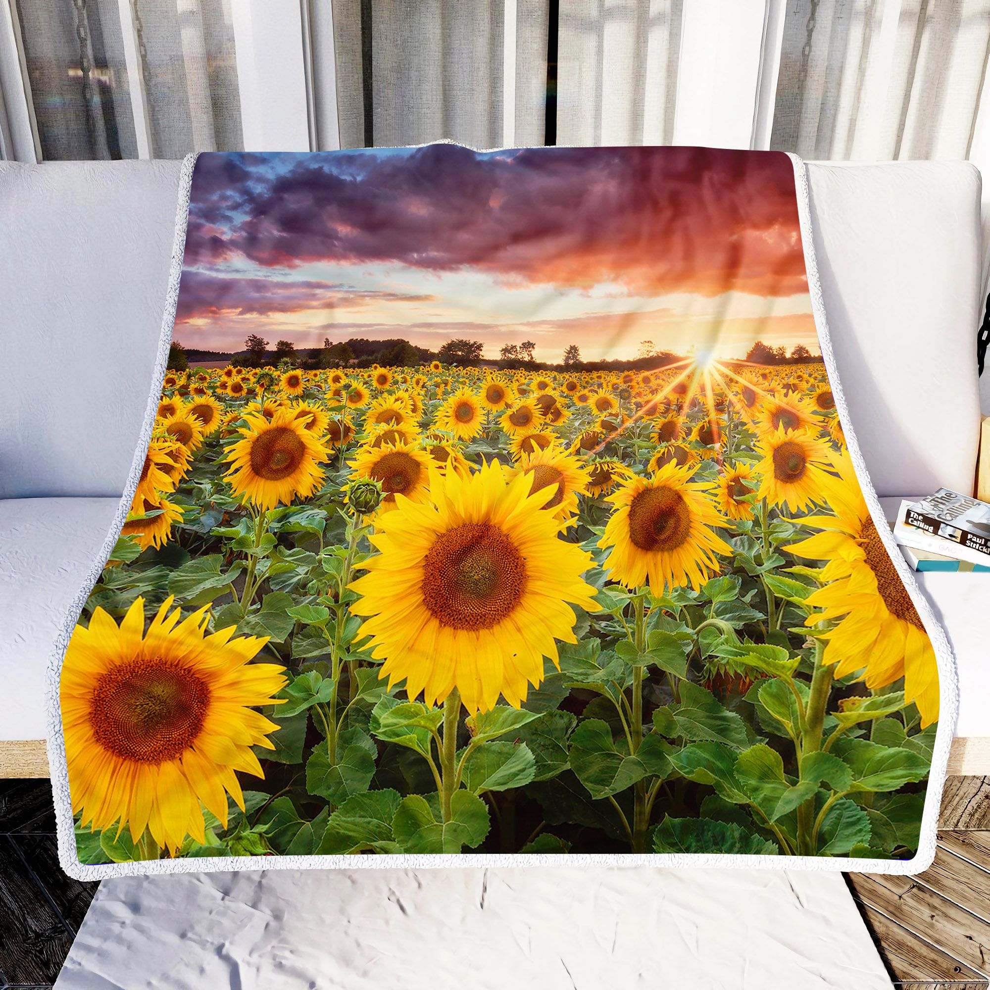 Sunflower Field Fleece Blanket