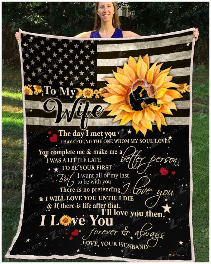 Sunflower Firefighter To My Wife When I Say I Love You More Sherpa Fleece Blanket