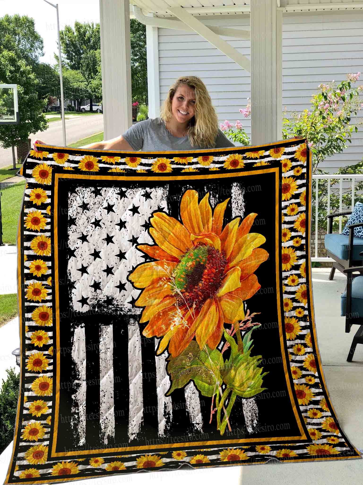 Sunflower Flag Quilt Blanket DHC1501708VT