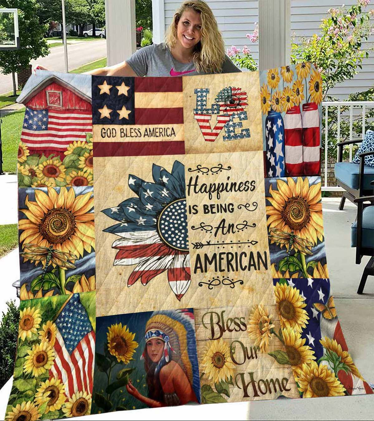 Sunflower Flag Quilt Dhc11121220Dd