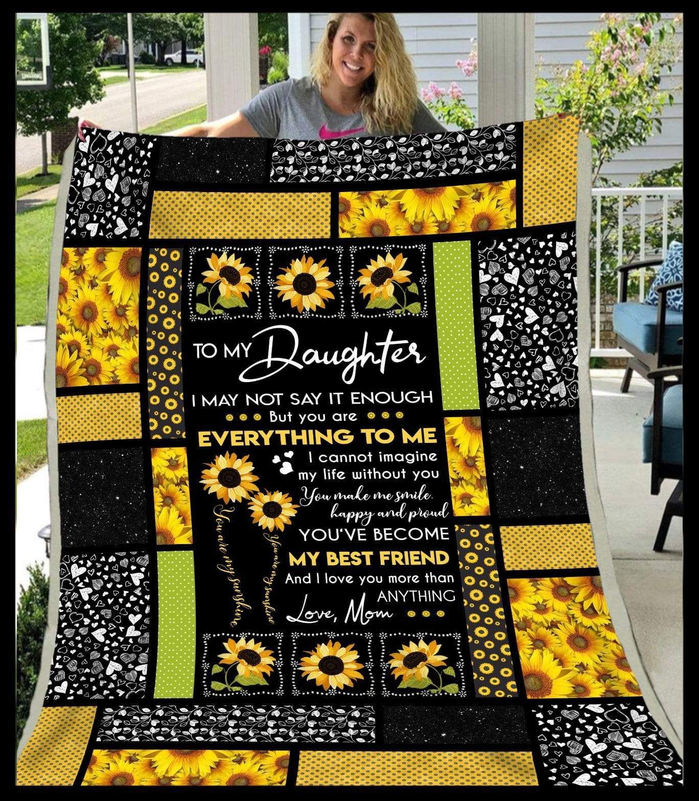 Sunflower For Daughter From Mom Sherpa Fleece Blanket