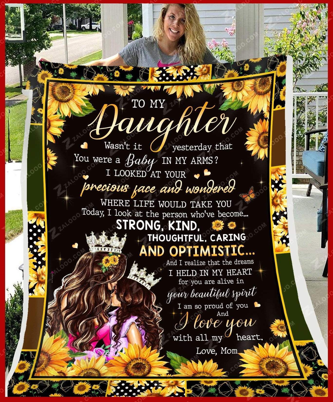 Sunflower For Daughter From Mom I Love You With All My Heart Sherpa Fleece Blanket