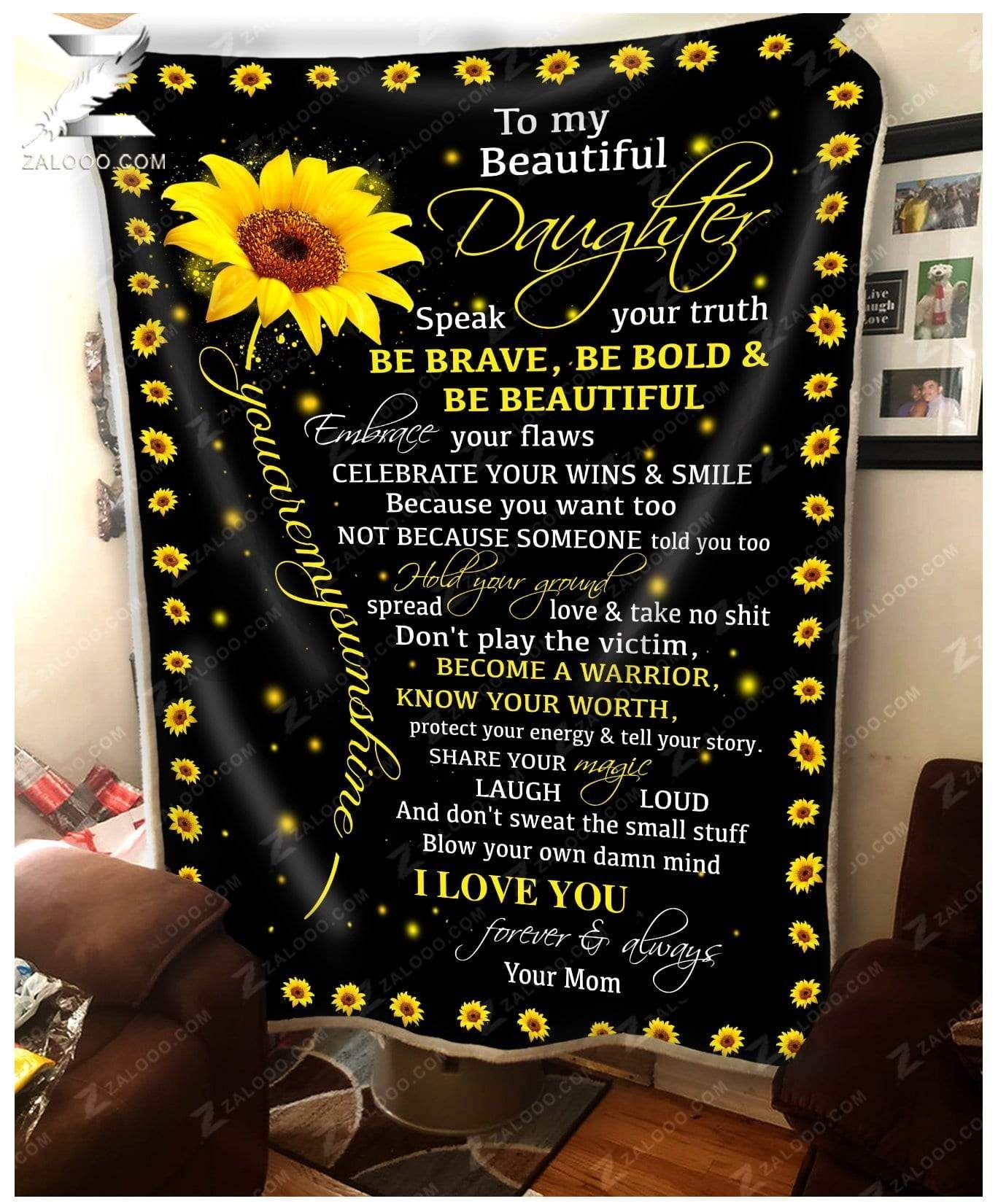 Sunflower For Daughter From Mom Speak Your Truth Sherpa Fleece Blanket