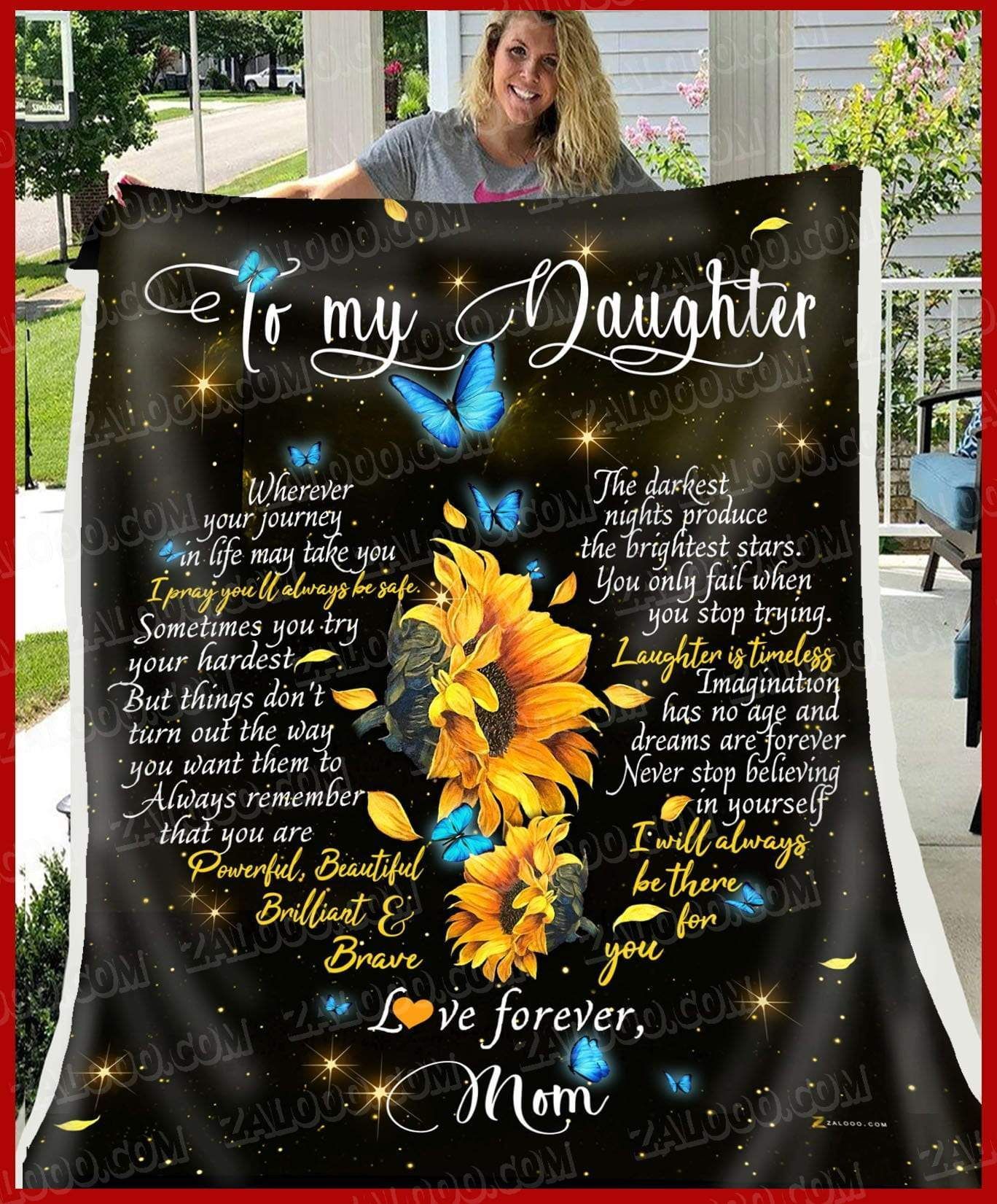 Sunflower For Daughter Mom Never Forget That I Love You Sherpa Fleece Blanket