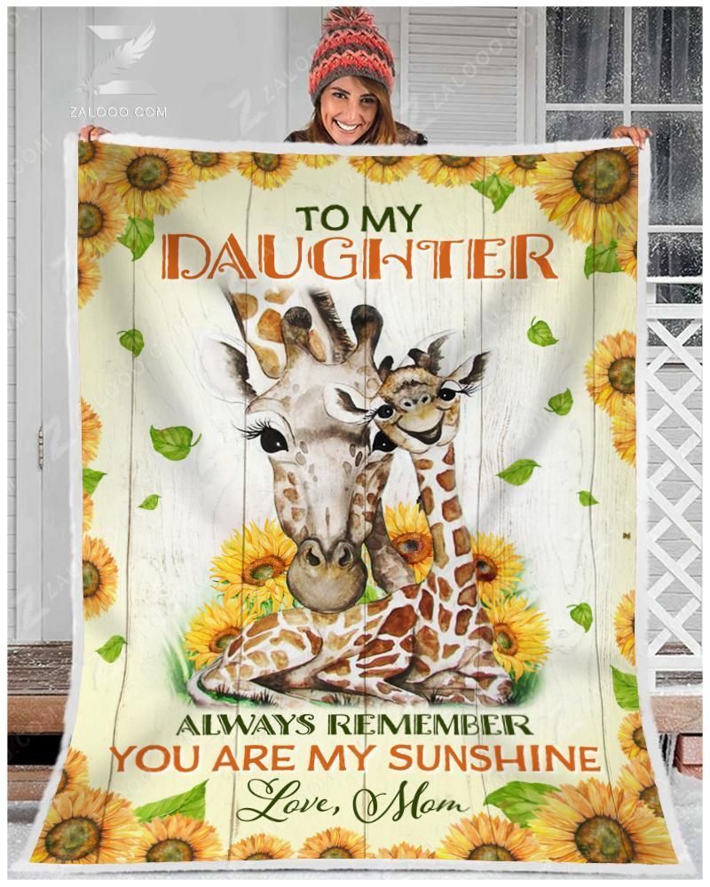 Sunflower Giraffe To My Daughter You Are My Sunshine Love Mom Sherpa Fleece Blanket
