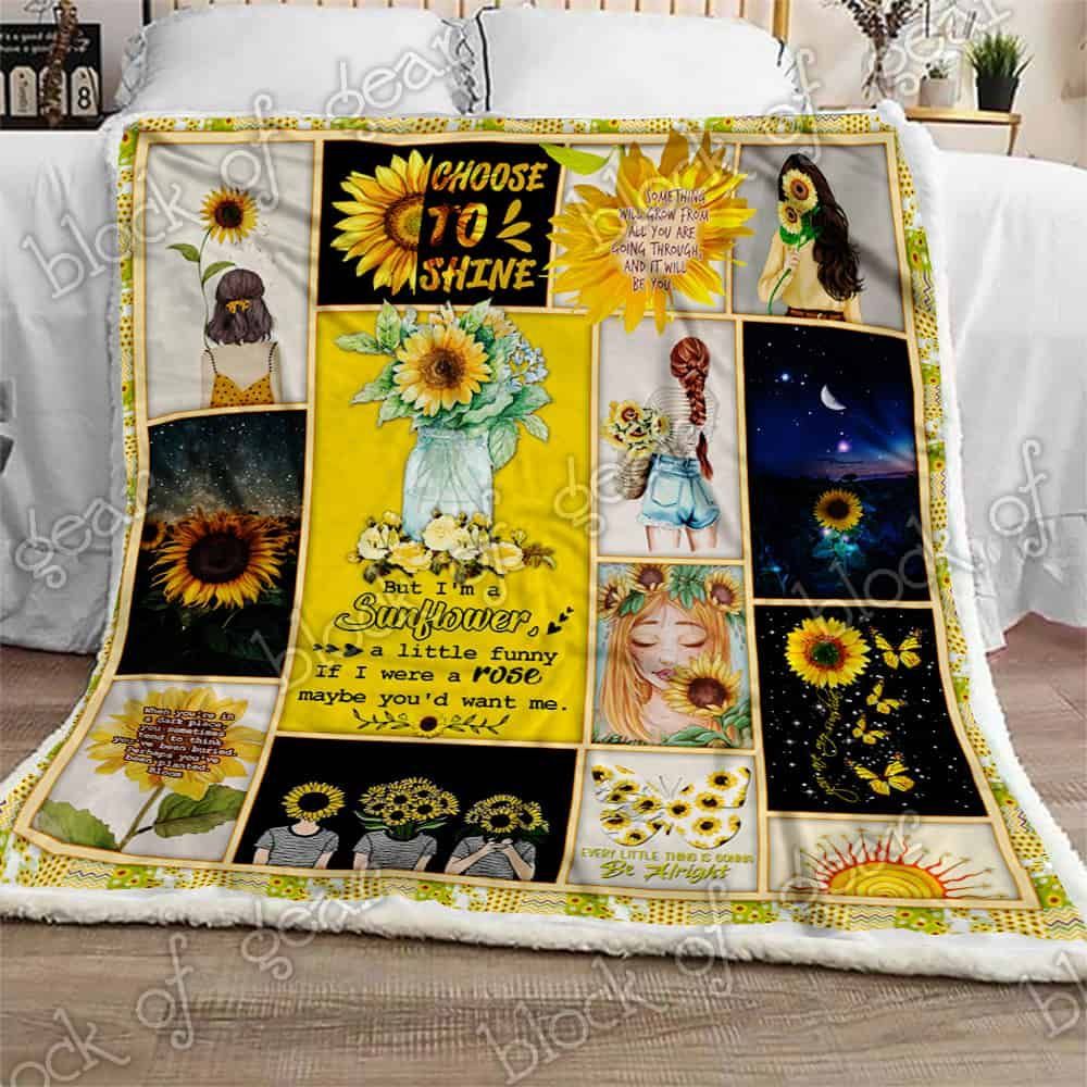 Sunflower Girl Fleece Blanket