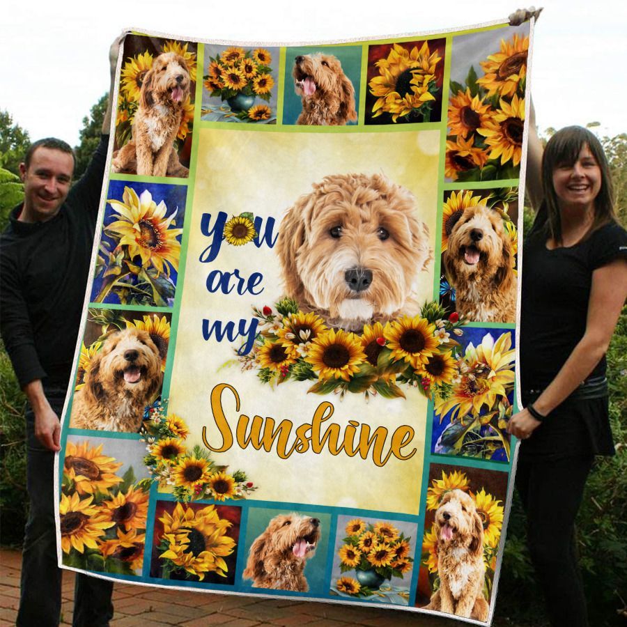 Sunflower Goldendoodle Sherpa Fleece Blanket