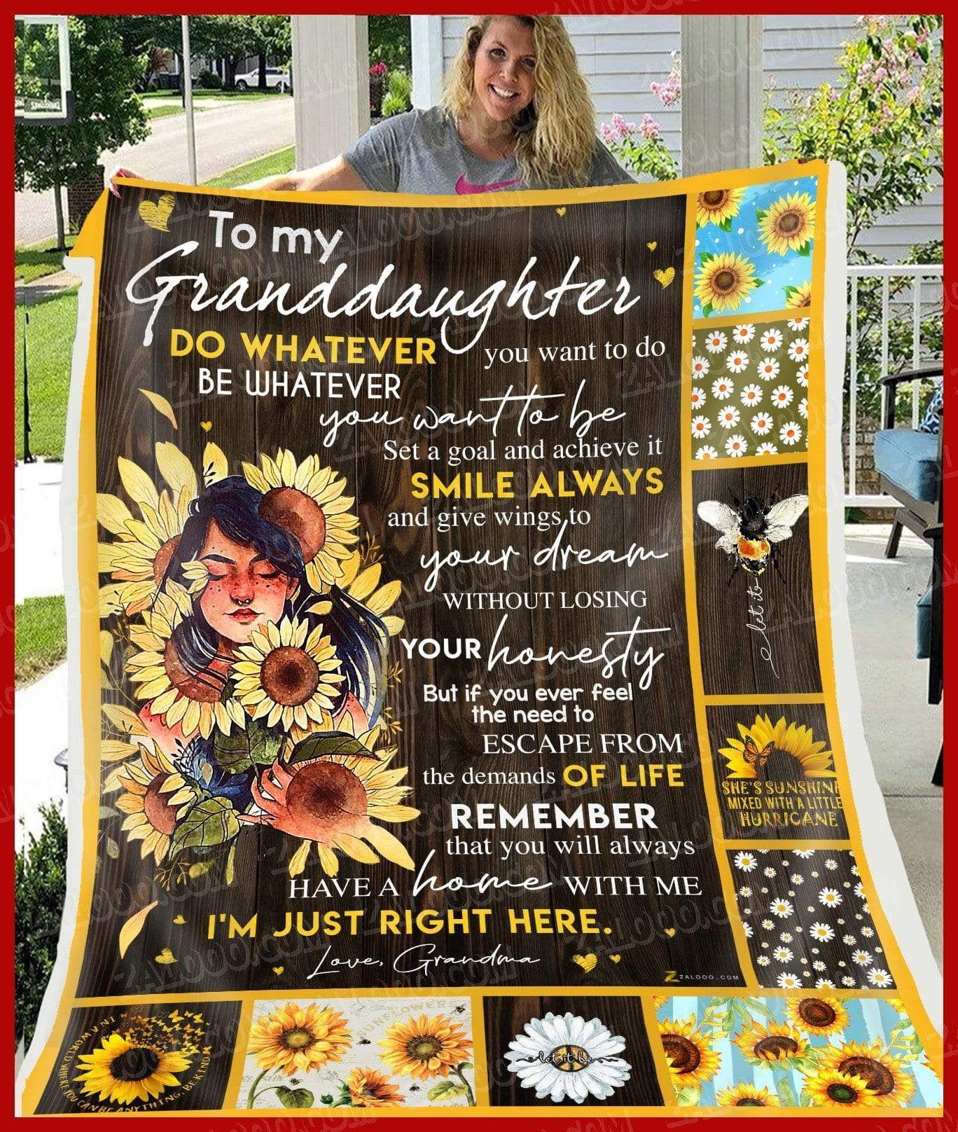 Sunflower Granddaughter Grandma Do Whatever You Want To Do Sherpa Fleece Blanket