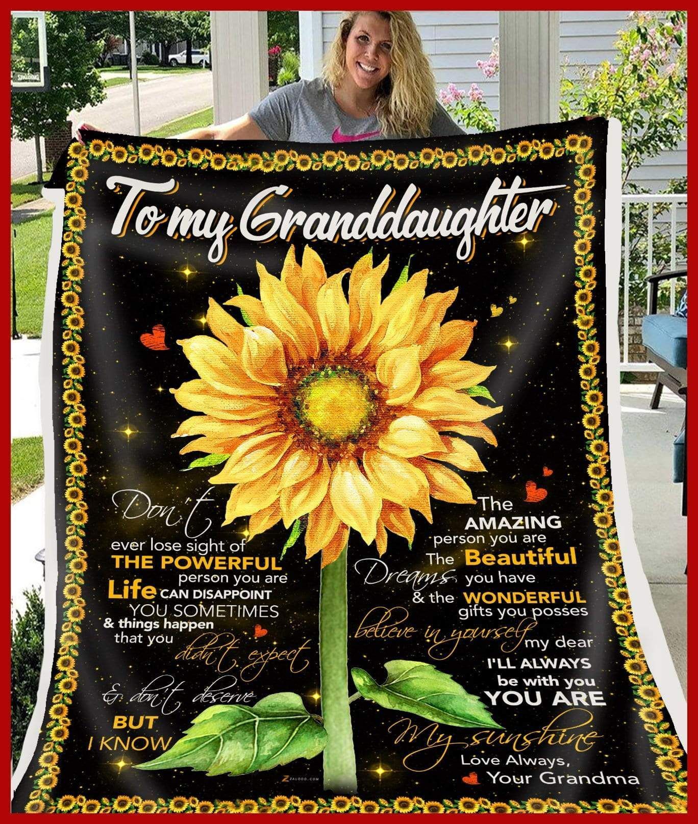 Sunflower Granddaughter Grandma I Know Sherpa Fleece Blanket