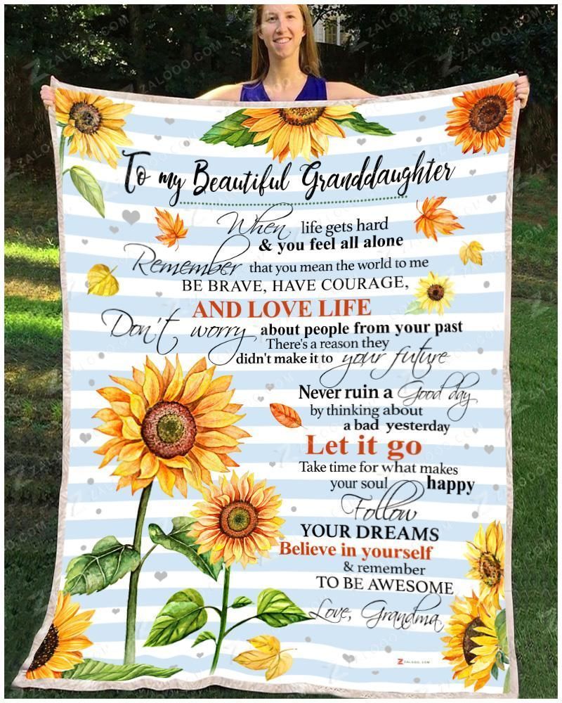Sunflower Granddaughter Grandma Remember To Be Awesome Sherpa Fleece Blanket