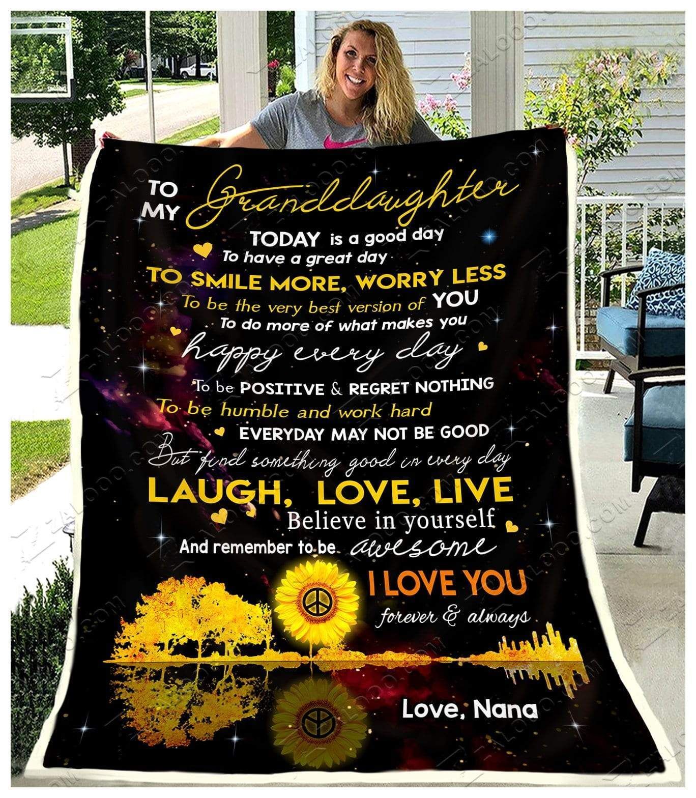 Sunflower Granddaughter Nana Today Is A Good Day Sherpa Fleece Blanket