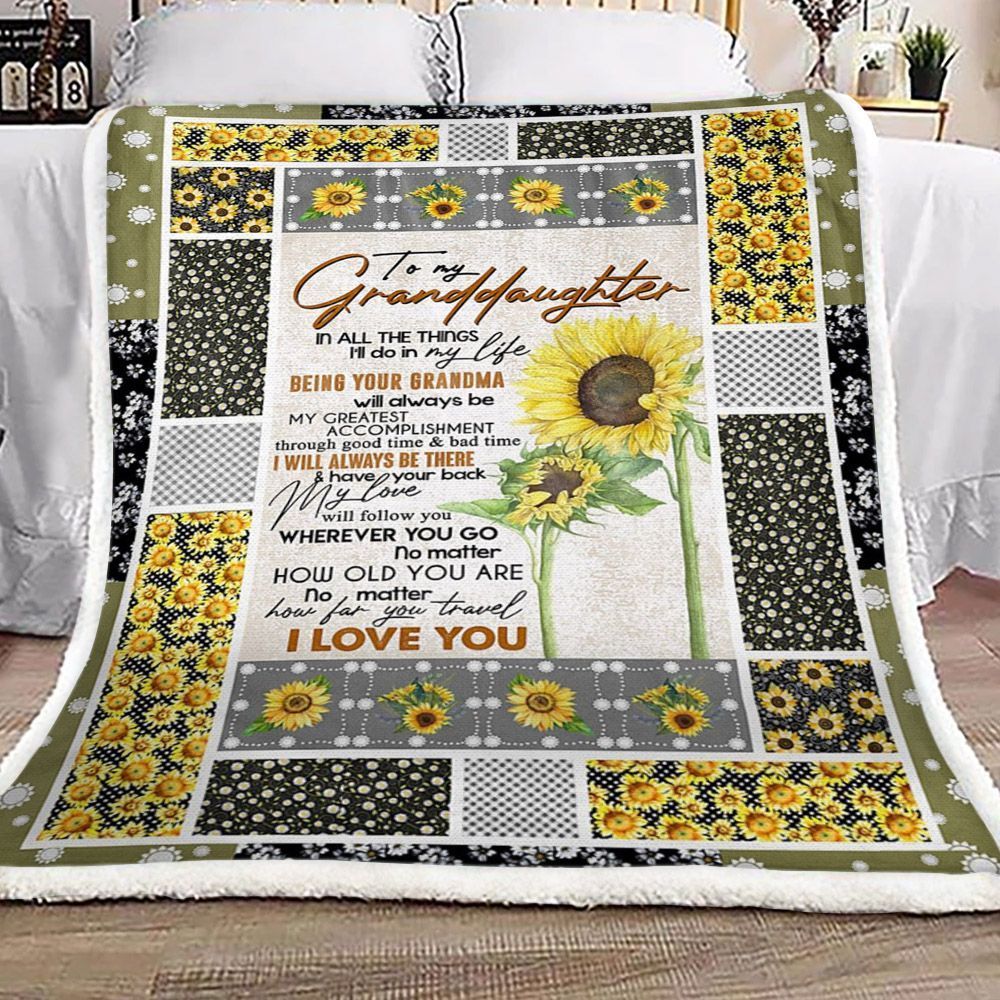 Sunflower Grandma To Granddaughter Sherpa Fleece Blanket