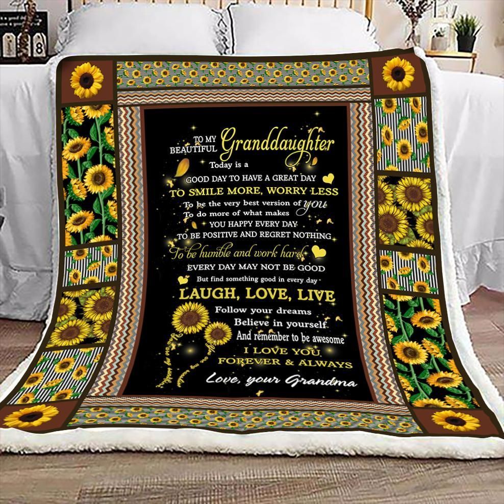 Sunflower Grandma To Granddaughter Sherpa Fleece Blanket