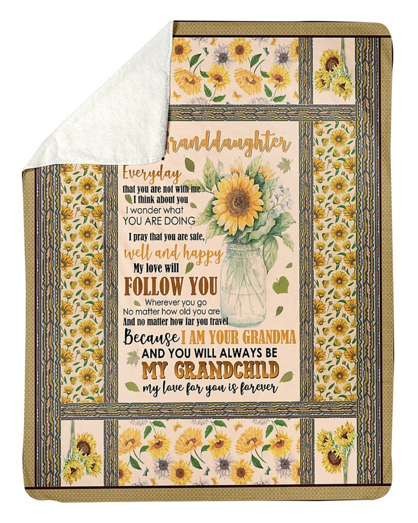 Sunflower Grandma To Granddaughter Sherpa Fleece Blanket