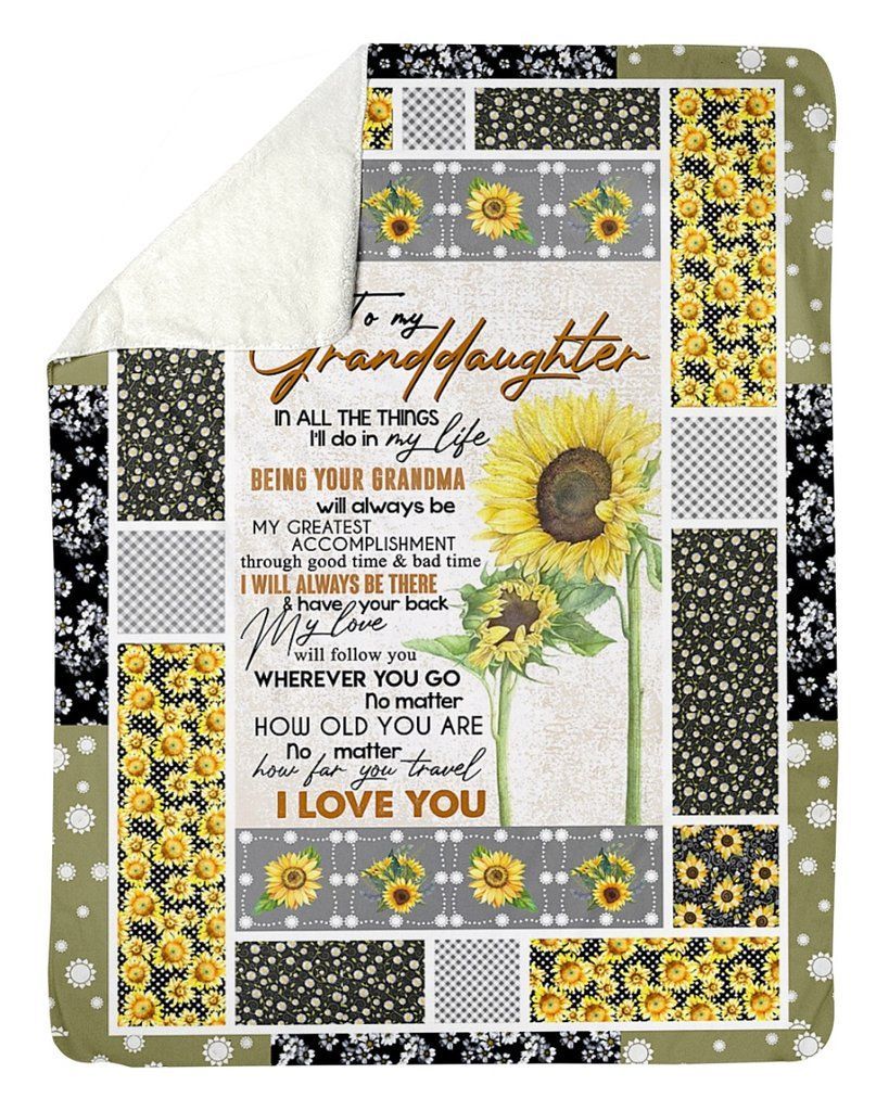 Sunflower Grandma To Granddaughter Sherpa Fleece Blanket