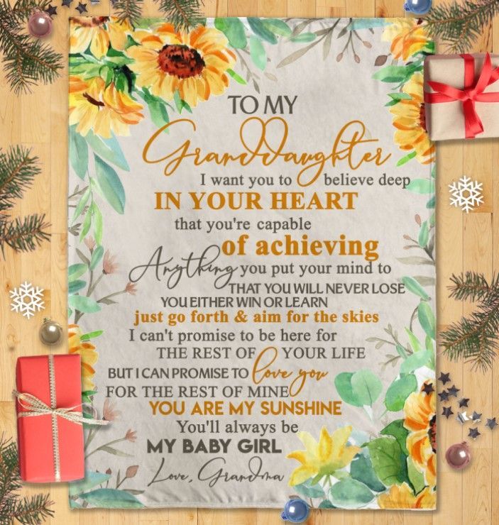 Sunflower Grandma To Granddaughter Sherpa Fleece Blanket