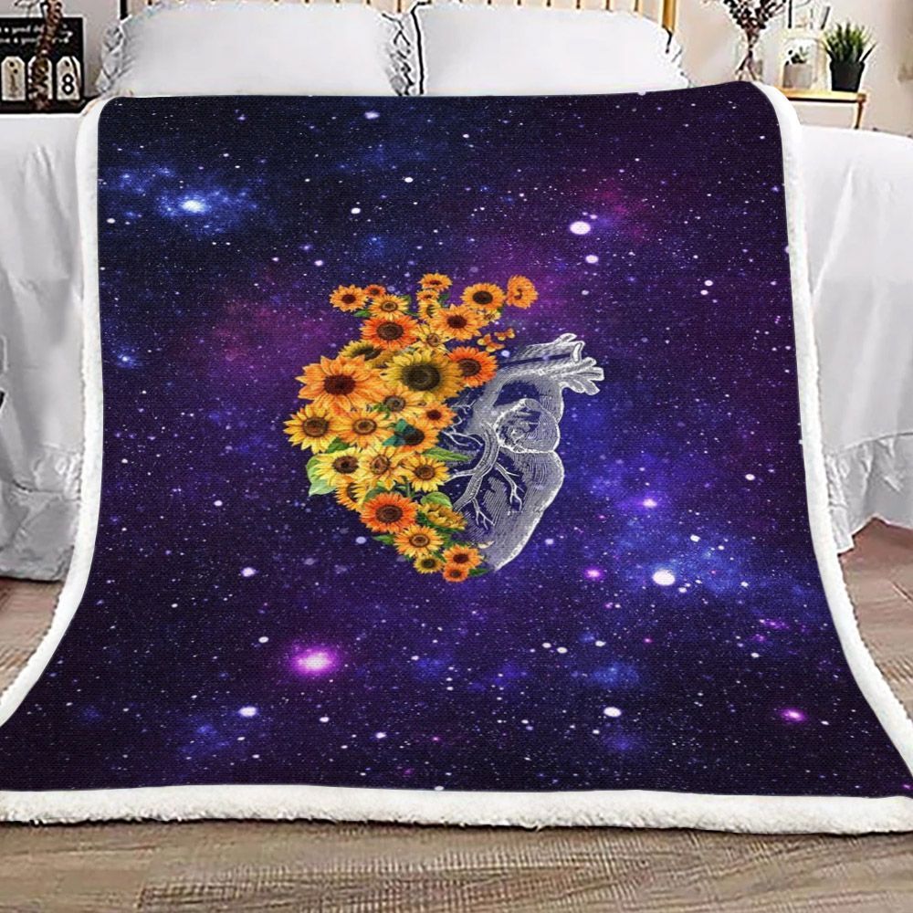 Sunflower Heart Sherpa Fleece Blanket