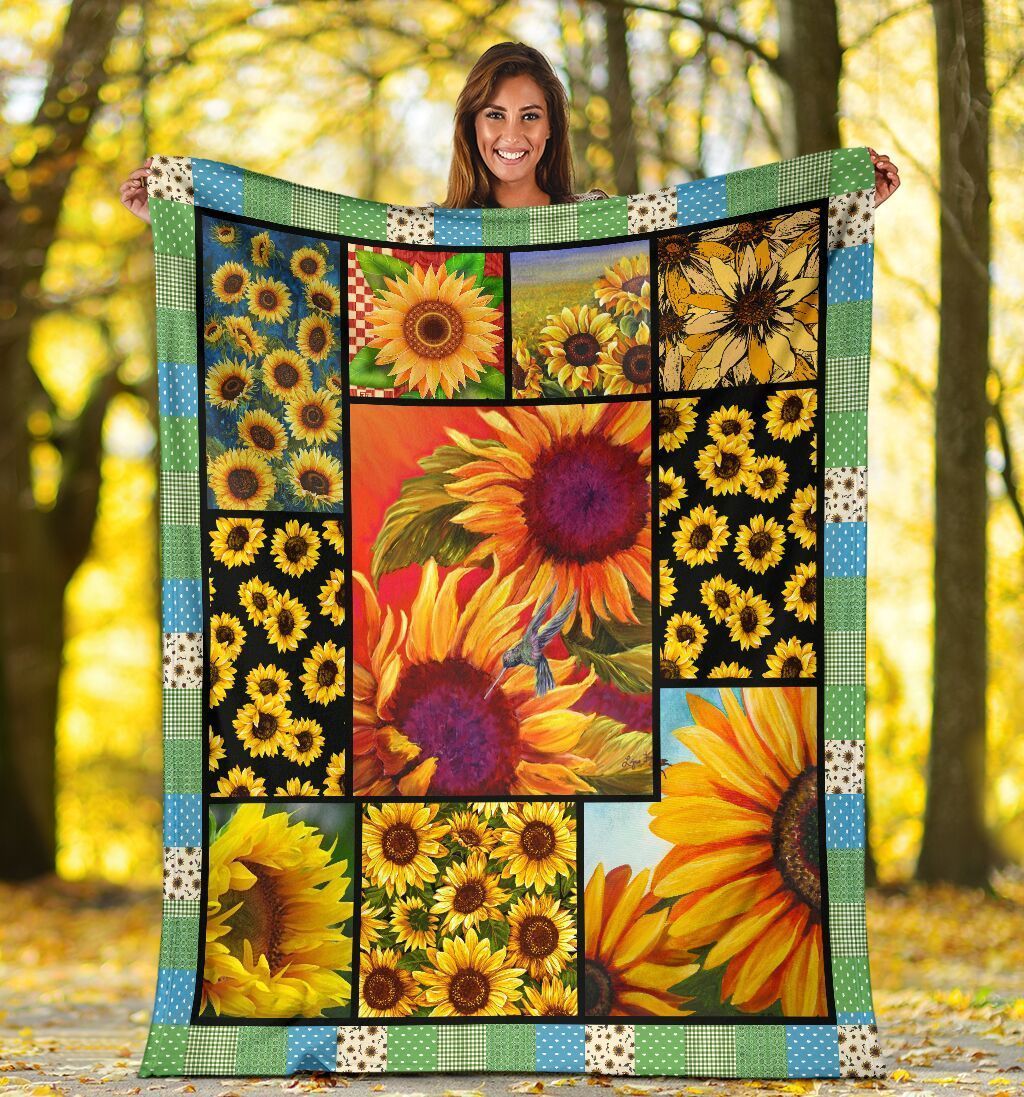Sunflower Hippie Always Follow Sun Fleece Blanket